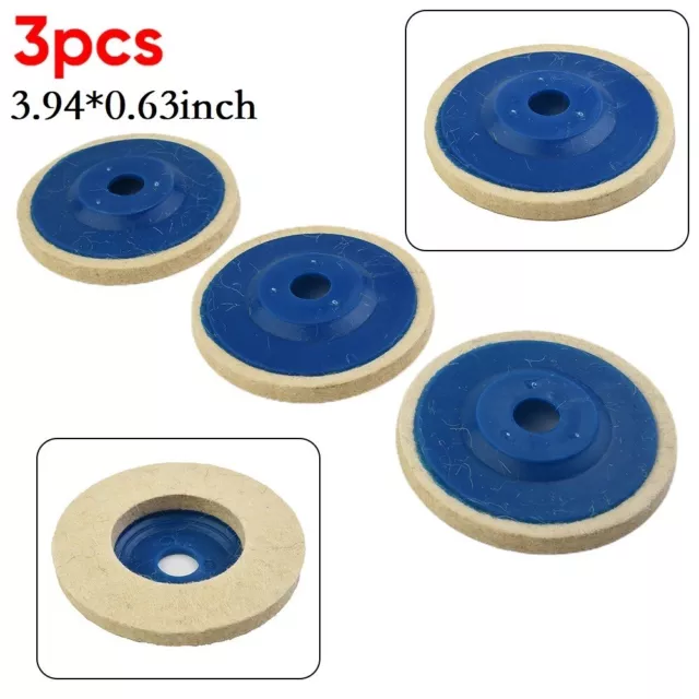 3x100mm 10.2cm Laine Polissage Roue Feutre de Disque Patins pour 100 Angle Set