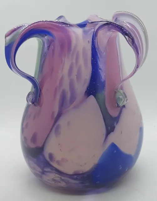 Vintage Guernsey Island Studio Art Glass Mottled Vase Three Lions Pontil  