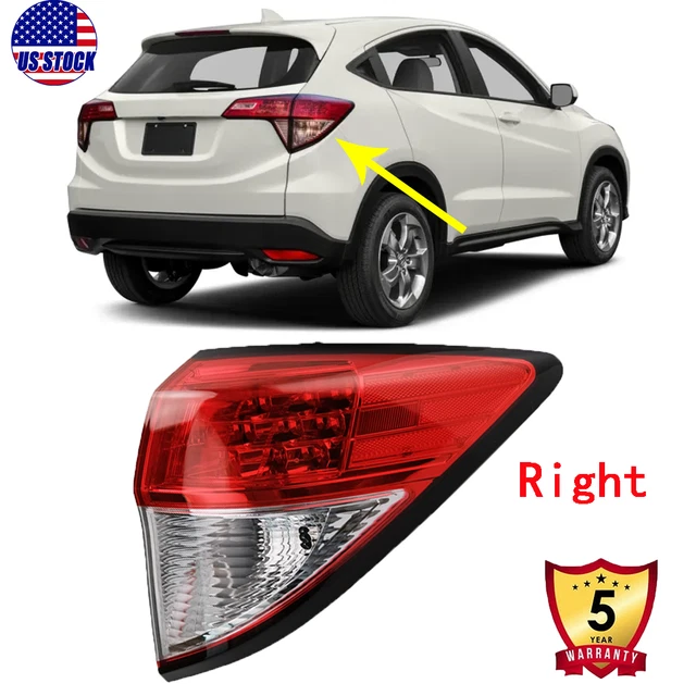 For 2016-2018 Honda HR-V Passenger Side Right Outer Tail Light Assembly - Chrome Housing, Red & Pink Lens