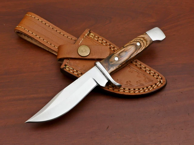 Custom Hand Made D2 Blade Steel Full Tang Hunting Knife- Pakka Wood  - Za-3358