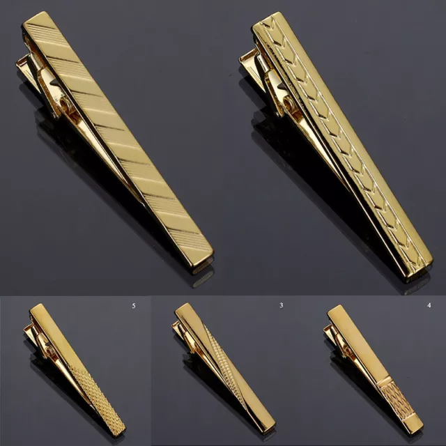 Mens Stainless Steel Tie Clip Necktie Bar Clasp Clamp Pin Gold Wedding Party