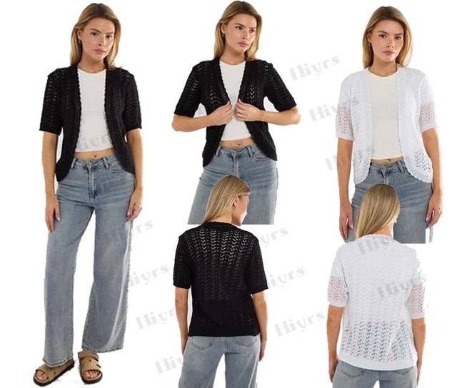 Gilet Femme Cardigan Court Tricot - Manches Longues - Viscose Nylon Polyester - Chic Décontracté