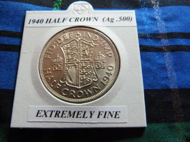 EXTREMELY FINE? 1940 HALF CROWN  (Silver .500)  George VI pre 1947