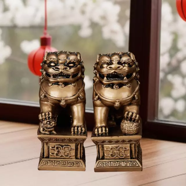 Lion Statue Creative Collectable Lion Ornaments Chinese Feng Shui Decor for