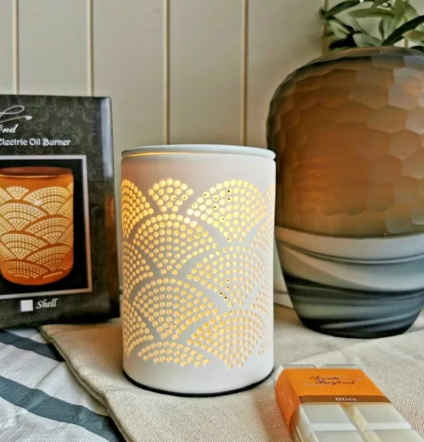 White Butterfly Ceramic Electric Oil Burner Lamp FREE wax & globe