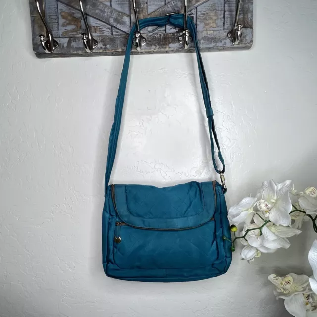 Travelon Anti Theft Quilted Convertible Crossbody Teal RFID Blocking Bag purse