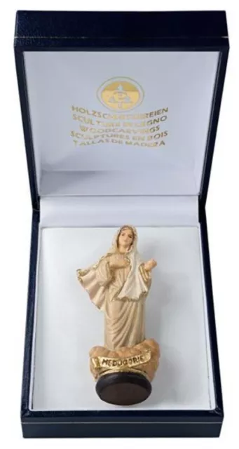 Statue Der Madonna von Medjugorje CM 7 Geschnitzt IN Holz Der IN Gröden