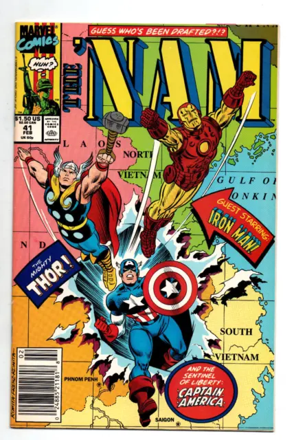 The 'Nam #41 newsstand - Thor - Iron Man - Captain America - Marvel - 1990 - NM