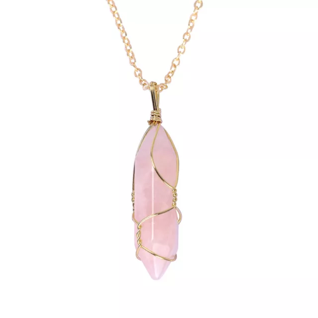 Crystal Necklace Healing Chakra Stone Pendant Natural Gemstone Jewelry w/ Chain