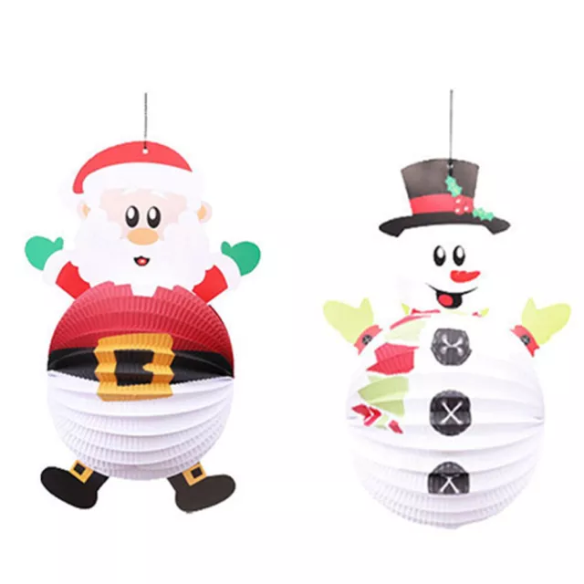 2 Pcs Outdoor Lantern Santa Paper Latterns Christmas Accessories