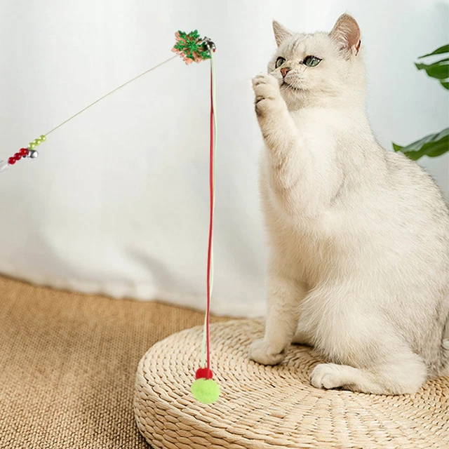 Gats Stick Serie de Navidad Reduce el Estrés Gatos Peluche Bola Teaser Caña Juguete Duradero