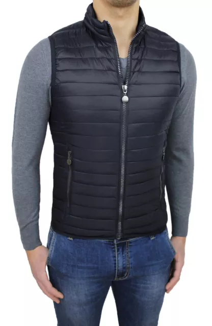 Giubbotto piumino uomo smanicato nero slim fit gilet casual taglie da S a 6XL