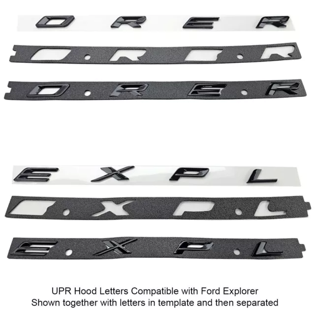 2pc UPR Hood Letters Gloss Black, Fits 20-24 Ford Explorer All Models OEM 2