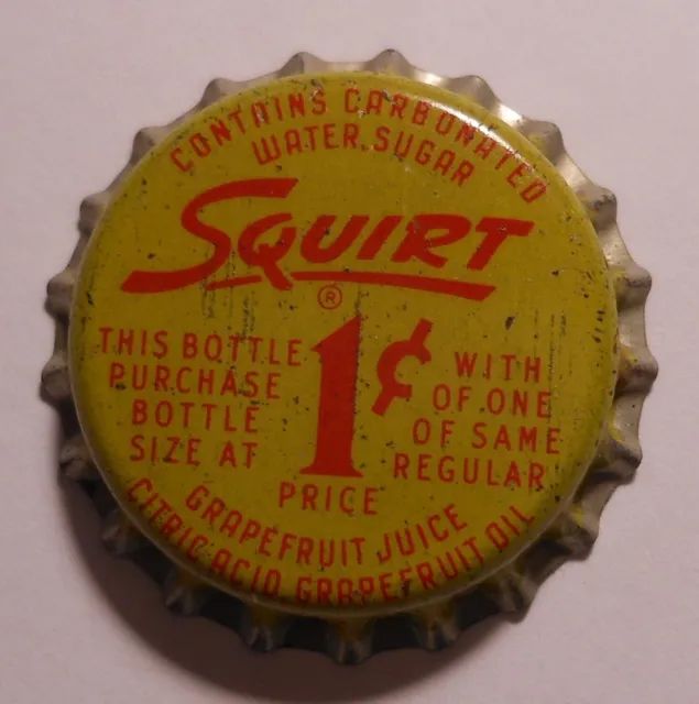 Vintage Squirt "1 Cent" ..cork..unused..SODA BOTTLE CAP