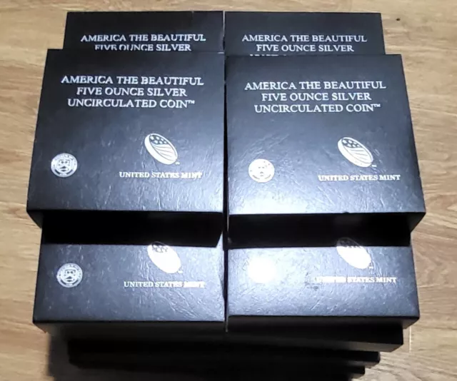 2011 America The Beautiful Five Ounce Silver Coins 26 Empty Boxes COAS!