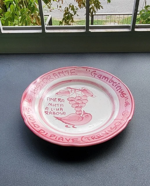 Piatto Del Buon Ricordo 1979 RISTORANTE GAMBRINUS S. Polo Di Piave Treviso.