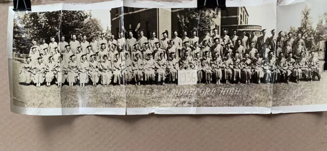 Vintage 1936 Biddeford High School Graduates Panoramic Group Photo Maine
