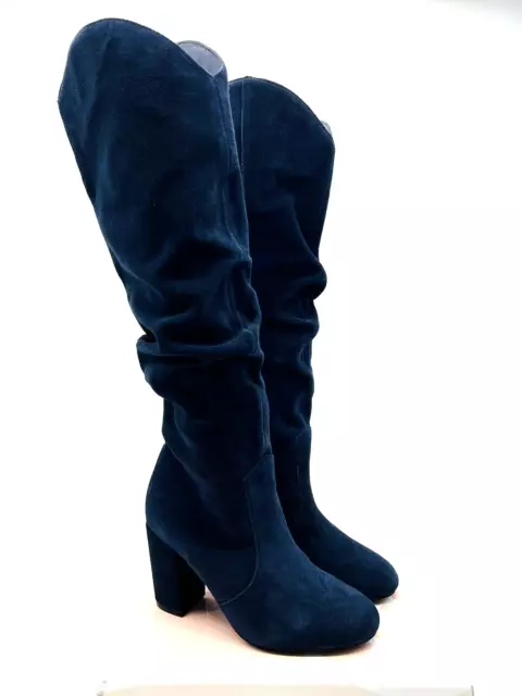 Laurie Felt Bella Suede Slouchy Boots- Navy, Size US 5M