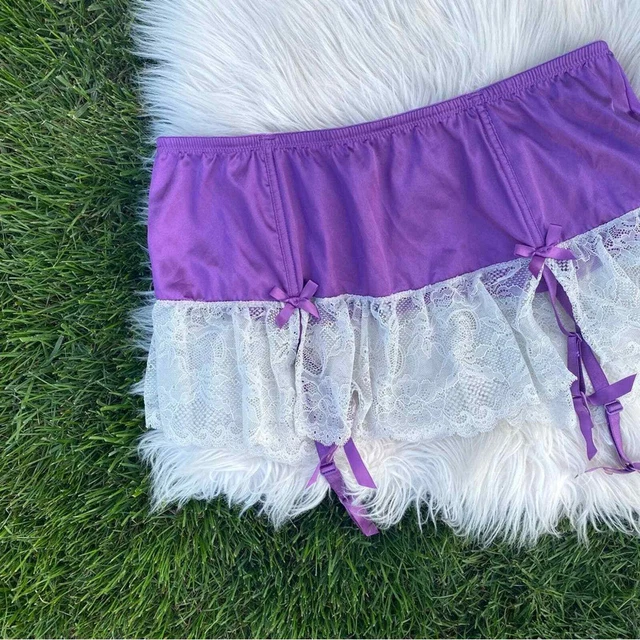 Cacique purple satin seriously sexy garter skirt (18/20) plus size NWT