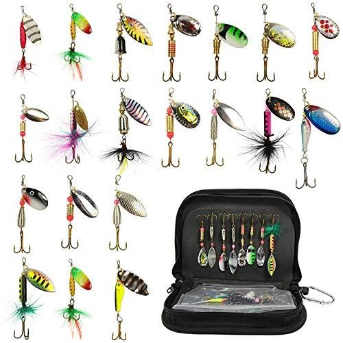 20 Pièces Cuillers de Pêche à la Truite Perche Brochet Leurres 3-14g
