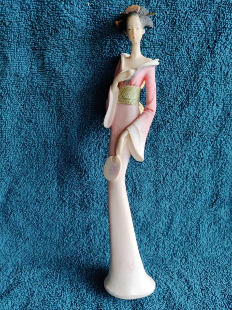 Leonardo geisha lady figurine,slim and tall,29 cms tall,pink dress