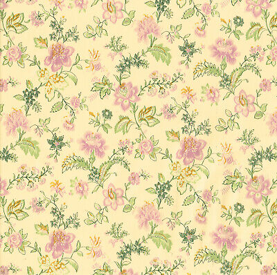 Pink Flower Floral Tan Cream Vinyl Self Adhesive Wall Contact Paper Peel Stick