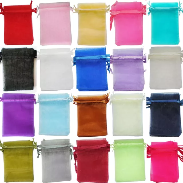 25 /100 Organza Gift Bags Jewellery Pouches Xmas Wedding Party Candy Favour