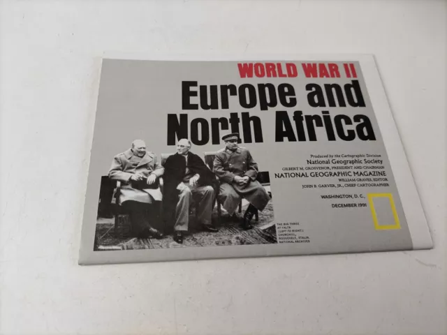 National Geographic December 1991 Map WW II Europe & North Africa Asia & Pacific