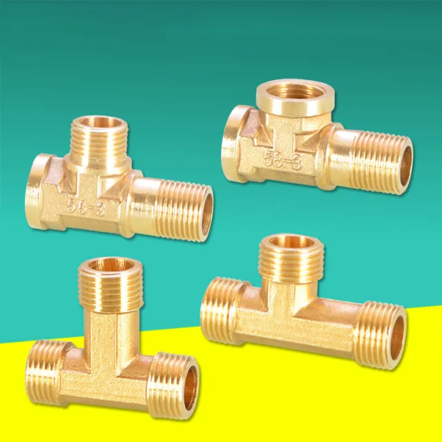 Pipe Fitting BSP Male Female Thread Tee Hose Tail Connector Brass For Air, Water