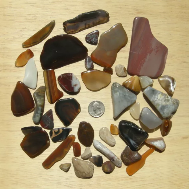 1LB Lot Polished Stones Crystals Mixed Sizes Tumbled Rocks and Flat Cut Slices