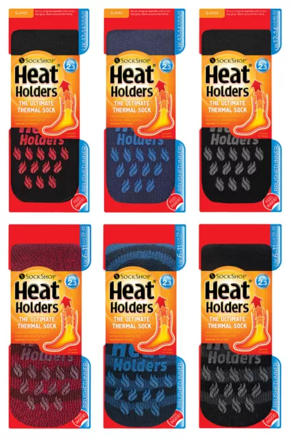 Heat Holders - Homme hiver chaud antidérapantes chaussons chaussettes thermiques