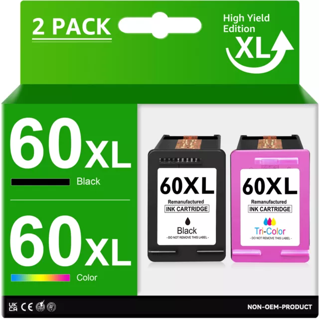 60XL Black Color Ink Cartridge for HP 60 XL Deskjet d2680 f4440 f4480 Printer