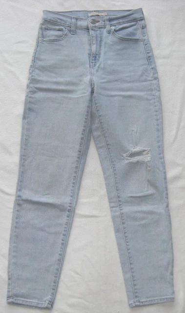 Levi's 501 S Jean Taille Haute - Bleu Lightwash - Droit - Boutons - Taille W26 L32 - État Vintage Usé