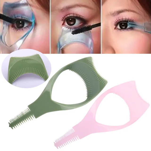 Eyelash Brush Curler Mascara Guard 3 in 1 Applicator Tool Stencil Shield Guide