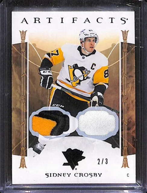 2022-23 Upper Deck Artifacts Material Dual Patch Black #126 Sidney Crosby /3