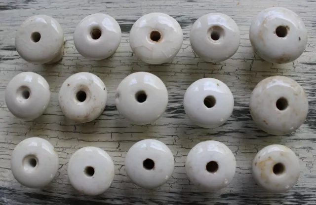 15 White Porcelain Drawer Pulls Cabinet Cupboard Knobs Antique