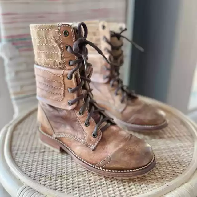 Bed Stu Roanne Chestnut Brown Leather Lace-Up Boots Women’s Size 6.5