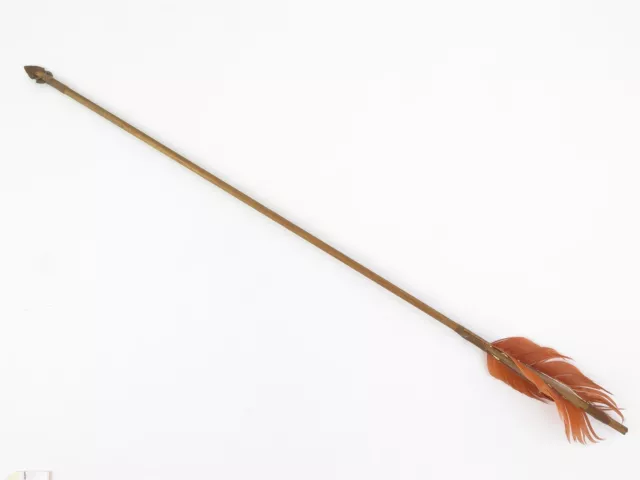 Vintage Handcrafted Arrow with Knapped Point and Parrot Feathers 28.5" Long