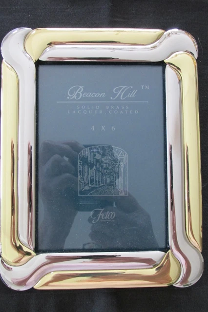NEW Fetco Beacon Hill Solid Brass Lacquer Coated  4 x 6 Picture Frame BEAUTIFUL!