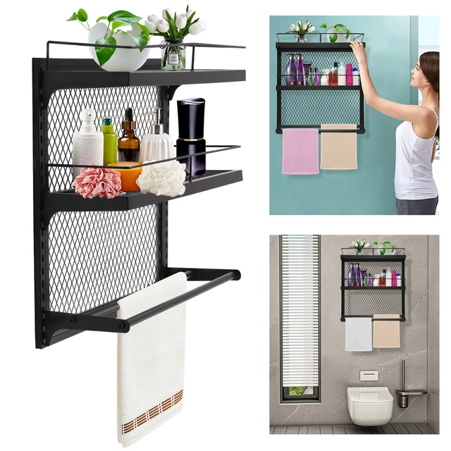 Estantería de baño fijada a la pared para inodoro utility Storage + estante de toallas