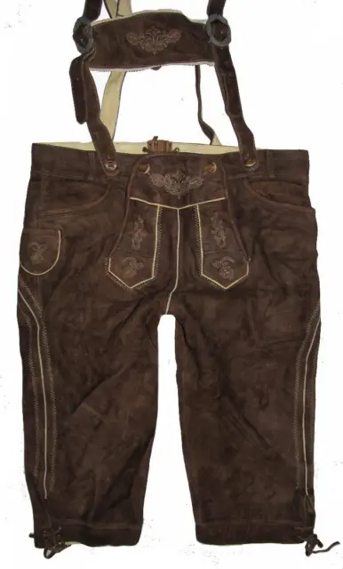 " EDELWEISS " Uomo- Trachten- Kniebund- Pantaloni IN Pelle/Pantaloni Costume