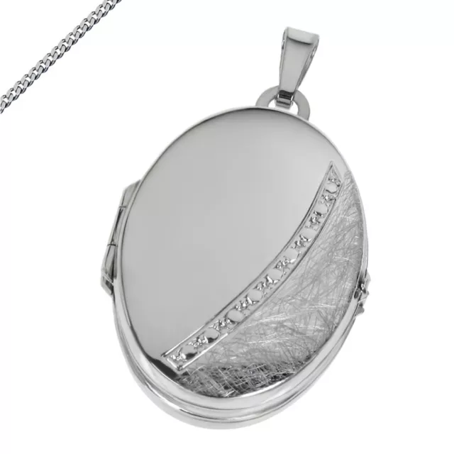 4 Bilder Medaillon oval Amulett mit Kette Gravur Sternzeichen echt 925 Silber