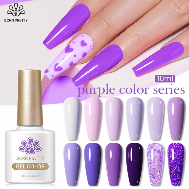 BORN PRETTY 10ml Gel Nail Polish Purple Series Soak Off UV LED Nail Art Varnish