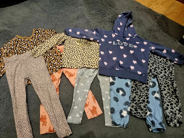 Pacchetto abbigliamento ragazze leggings top e felpa con cappuccio età 3-4 e 4-5