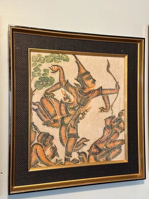Antique Thai Temple of The Emerald Buddah Rubbing Kinnaras & Kinnaris figures