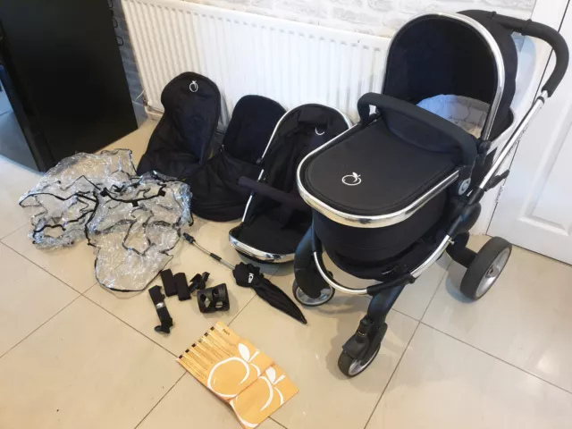 iCandy Peach 2 Kids Childs Pram Cot Seat Push Chair Travel System - Black Magic