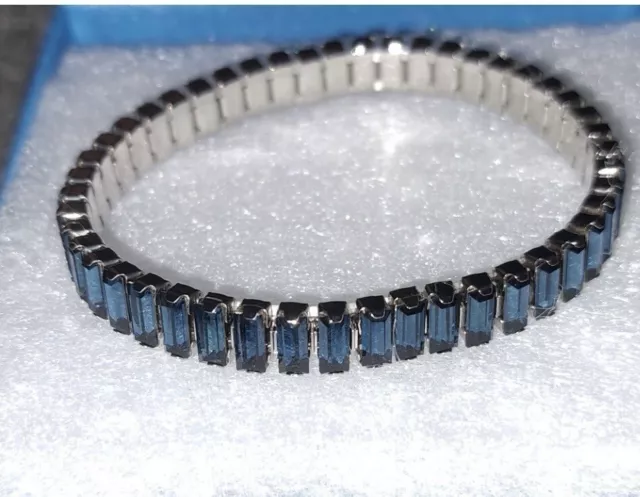 Touchstone Crystals Swarovski  Luxe Bracelet MONTANA BLUE Rhodium Plating.