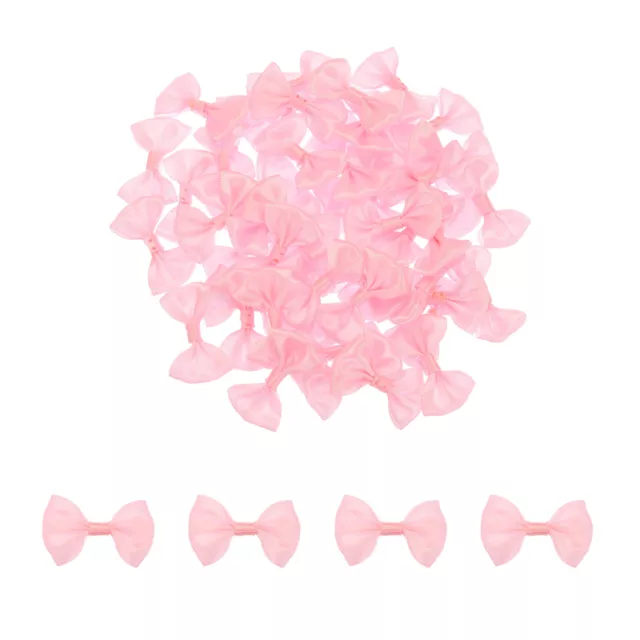 100 Stk Rosa Fliegen 1,5" x 1" Mini-Schleifen für Basteln Kleine Satin-Schleifen