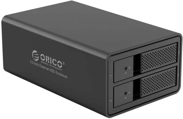 ORICO 2 Bay 3.5 Inch Aluminium RAID HDD Enclosure USB 3.0 SATA Hard Drive Caddy