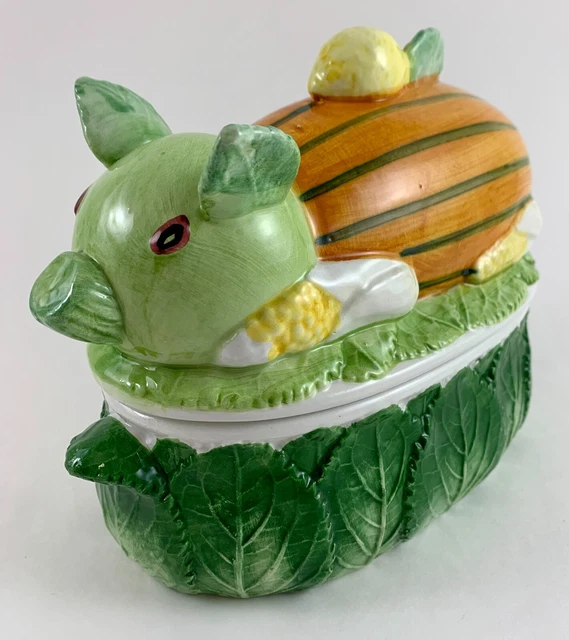 Vintage Italian Majolica Horchow Sur La Table HARVEST PIG Covered Dish RARE